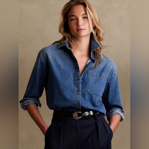 NWT Banana Republic Essential Oversized Denim Button-Down Shirt